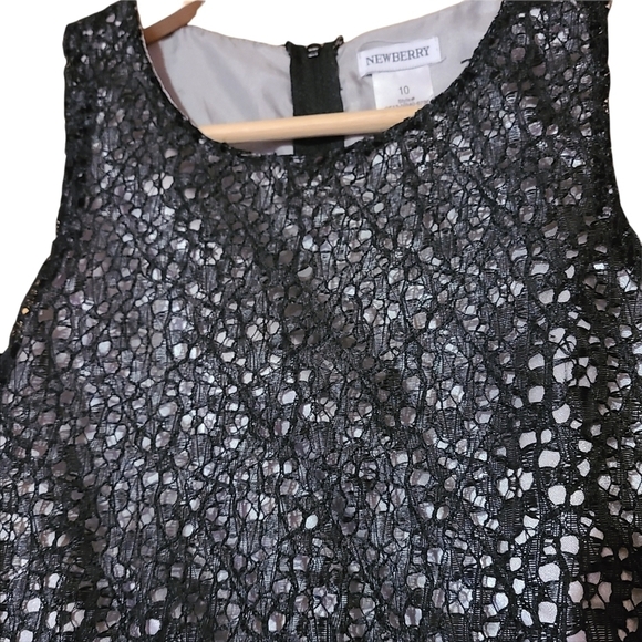 Newberry black gray sleeveless laced flared girls dress - Picture 4 of 13